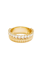 Berlingot Band Ring, 18k Yellow Gold with Chevaliere Diamonds